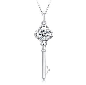 New moissanite sterling silver 925 key pendant chain necklace